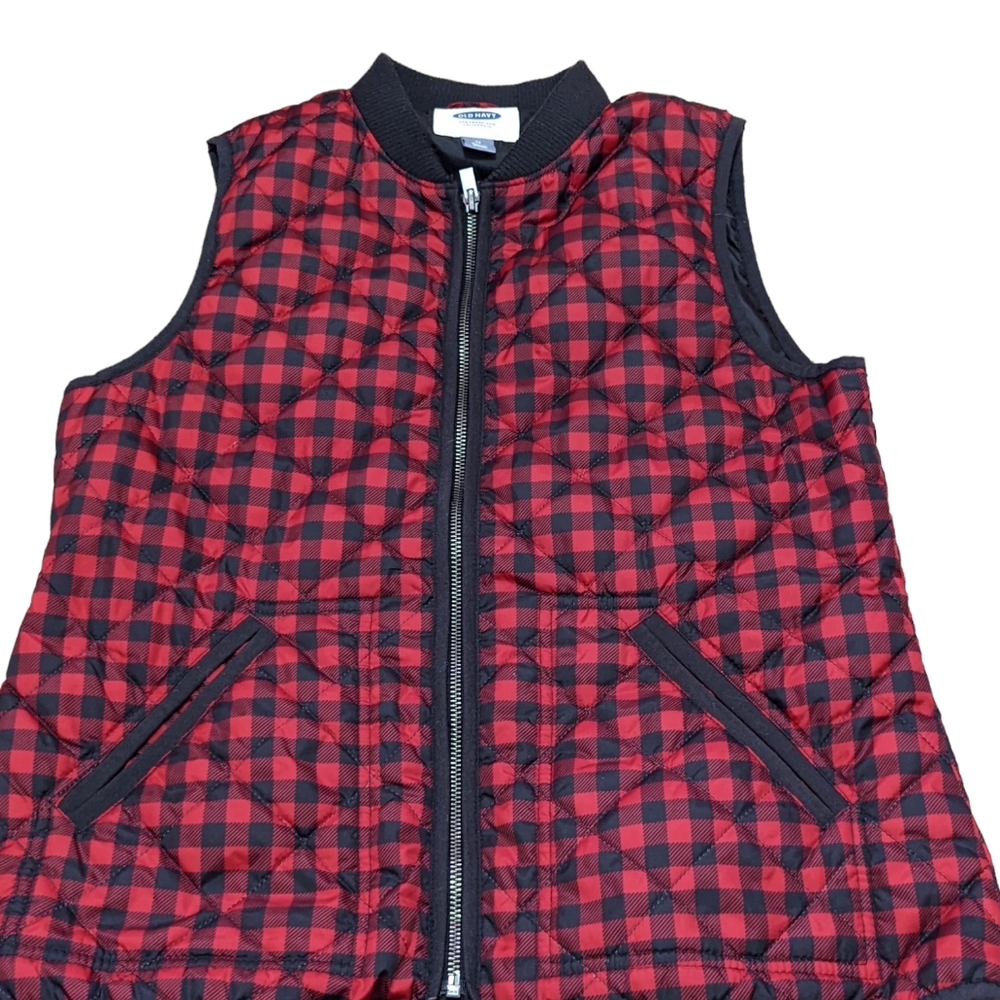 Old Navy Red and Black Quilted Puffer Vest